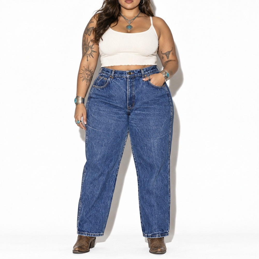 90s Vintage Chic High Waist Tapered Leg Jeans Womens 22 Blue Medium Wash Denim